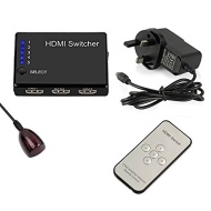HDMI 1.4 Switcher, LUJII 5 Port HDMI Switch 5 Input 1 Output Splitter Box HDMI Hub with IR Remote Control and Power Adapter for PS3 Xbox 360(slim) Sky