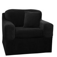 Maytex Collin Stretch 2-Piece Slipcover Chair, Black