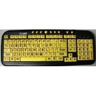 New and Improved EZSee by DC Large Print English QWERTY Keyboard - Vivid Black Letters on Yellow BackGround Keys - Wired USB Connection - For Visually