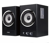 Ricco 24 W 2 Channel RMS Wooden Chrome Speaker Home Hi-Fi System with USB Flash Drive Playback - Black
