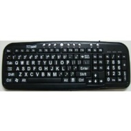 New Improved EZsee by DC Large Print Keyboard, Black KeyBoard Background and Frame with White Letters or Characters, Wired USB Connector