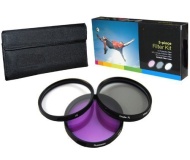 PLR Optics 55MM High Resolution 3-piece Filter Set (UV, Fluorescent, Polarizer) For The Sony Alpha DSLR SLT-A33, A35, A37, A55, A57, A65, A77, A99, A1