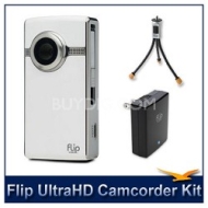 Flip Ultra HD Camcorder Accessory Bundle (White)