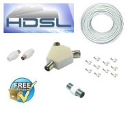 TV Aerial Antenna Digital Radio FM 20m Coaxial Cable Extension Kit includig Y-Splitter, 20m white RG6 cable, female coupler, coax surface socket, TV