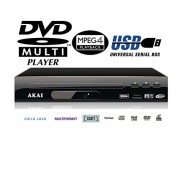 AKAI AKDV335B COMPACT DVD PLAYER MPEG4 WITH FRONT USB PAL/NTSC/ TV SYSTEM AND MULTI VOLTAGE INCLUDES UK CONVERTER P:LAYS VCD DISCS
