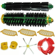 KIT SPAZZOLE CENTRALI COMPATIBILI PER IROBOT ROOMBA + SPAZZOLA LATERALE A 6 BRACCIA + 3 FILTRI GIALLI PIATTI + PULISCI SPAZZOLA IN SETOLE ROSSO SERIE