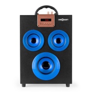 oneConcept Central Park tragbarer 2.1 Bluetooth-Lautsprecher mit Akku Au&szlig;enlautsprecher mit Radio (USB-SD-Slot, Fernbedienung, AUX, Tragegriff) blau