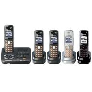 Panasonic KX TG6440PK - Cordless phone w/ call waiting caller ID &amp; answering system - DECT 6.0 - black metallic + 4 additional handset(s)