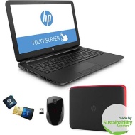 HP 15.6&quot; Touchscreen Laptop PC with Quad-Core A8 Processor, 4GB Memory, 750GB Hard Drive, Windows 8.1 Bundle w/ Wireless Mouse, USB Flash, Case &amp; 6-Mo