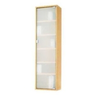 Contemporary Oak Wood &amp; Glass Storage Cabinet Tower for Home or Office