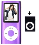 MP4 Player Portabel - bis zu 16 GB durch microSD Speicherkarte - LILA - MP3 AMV, FM Radio, E-Book, integrierter Lautsprecher + Mini Clip MP3 Player Gr