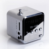 TD-V26 Portable Mini Digital Speaker with Micro SD / TF / USB /FM - Silver--with 1 USB Cable and 1 Audio Cable