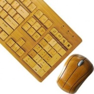 Impecca KBB-600CW Hand-Carved Designer Bamboo Wireless Keyboard and Mouse Combo