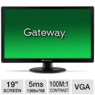 Gateway HX1853L b 19&quot; Class LED Monitor - 1366 x 768, 100000000:1 Dynamic, 700:1 Native, 5ms, VGA, Energy Star  - UM.XW3AA.001 &nbsp;UM.XW3AA.001
