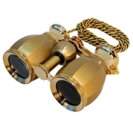 HQRP 4 x 30 Opera Glasses / Theatre Binoculars Antique Style Gold with Gold Trim w/ Necklace Chain
