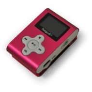 Marquant 4GB Mini Clip MP3-Player mit Kleidungsclip - mit Mikrofon / Diktierfunktion (MP3, WAV, WMA, blaues LCD Display) nur 21g pink