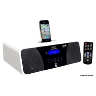 Pyle Home PHSCI20W 200 Watts High Performance 2.0-Channel AM/FM Clock Radio Speaker with iPod/iPhone Docking Station (White)