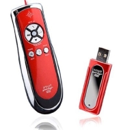 Duronic SP400 /RD T&eacute;l&eacute;commande de pr&eacute;sentation sans fil infrarouge 2.4 Ghz de couleur rouge avec pointeur laser et souris - Garanti 2 ans