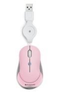 Polaroid Wired USB Optical Mouse with Retractable Cable-Pink