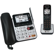 AT&amp;T 84100 DECT 6.0 Corded/Cordless Phone, Black/Silver, 1 Base and 1 Handset