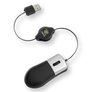 emerge ETMOUSER Silver/Black 3 Buttons 1 x Wheel USB Wired Optical 800 dpi Retractable Optical Mini Travel Mouse