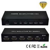 Ckeyin &reg; HDMI Splitter Extender - 3D 1x4 Port HDMI v1.3 1080P Audio Vid&eacute;o R&eacute;partiteur, Amplificateur actif, 1 entr&eacute;e 4 sorties