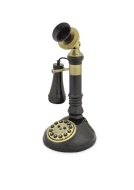 Steepletone SNW05B Glossy Black Fully Working Candlestick Telephone - Push Button Dial - Lift Off Earpiece
