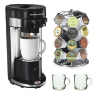 Hamilton Beach 49995 FlexBrew Single Serve Coffeemaker + Coffee Pod Stand + Stoneware Coffee Mug Set