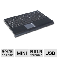 SolidTek KB-3910BU Black USB Mini Keyboard w/ TouchPad