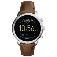 Fossil Q FTW4003 Men&#039;s Explorist Leather Strap Touchscreen Smartwatch, Brown/Black