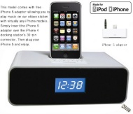 Ottavo OT3040ws Docking Station for iPhone 5, 4, 4S, 3G, 3GS, iPod &amp; iPod Touch with Dual Alarm, Radio, Clock and Remote Control (White Color)