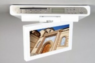 Visua Glossy White Special Edition 10.2&quot; Under Cabinet Flip Down Kitchen TV with DVD, Clock / Radio