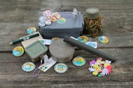 Geocache Container Set - Five Cache Containers with Swag Trade Items &amp; FTF Prizes