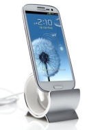 Sinjimoru Sync Stand Charge Dock Cradle for Samsung Galaxy S4, S3, S2 &amp; Other MicroUSB Devices (SILVER ALUMINUM)