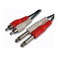Twin RCA Phono to 2 x 6.35mm 1/4&quot; Mono Jacks Lead Cable - 1.8m