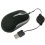 Mini optical usb mouse with retractable cable in Black