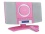 Denver 12120560 Musik-Center (vertikaler CD-Player mit LCD-Display, AUX-In, Wandhalterung, Weckerradio) rosa