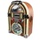 CD Mini Jukebox Home Audio System with AM &amp; FM Radio (with moving lights) Retro Table Top 40 cm tall - by BXL - Light wood colour (UK Plug Model)