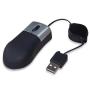 Brand New Small Mini Retractable Sleek Black & Silver Optical 3 Button USB to PC Laptop Travel Mouse