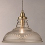 John Lewis Hadley Etched Glass Pendant Ceiling Light, Clear/Antique Brass