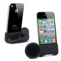 Black Cute Portable Silicone Horn Stand Amplifier Speaker For iPhone 4 4S