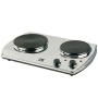 Kalorik DKP-21898 1400-Watt Portable Chrome Double Burner with 2 Cast-Iron Cooking Plates