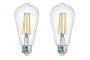 GE Vintage LED Light Bulb Edison Style ST19 Clear Glass Medium Base (2 pack)