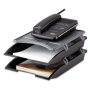 Innovera Telephone Stand w/Stacking Paper Trays, Black/Gray