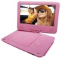 Sylvania 9-Inch Swivel Screen Portable DVD/CD/MP3 Player with 5 Hour Built-In Rechargeable Battery, USB/SD Card Reader, AC/DC Adapter, Pink