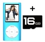 MP4 Player Portabel - bis zu 16 GB durch microSD Speicherkarte - BLAU - MP3 WMA AMV, FM Radio, E-Book, integrierter Lautsprecher + 16 GB micro SD Kart