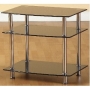 Hattie Black Glass Chrome Hi Fi TV Unit Stand Modern - NEXT DAY DELIVERY