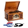 Zyon Wooden Retro Turntable 3 Speed Record Player AM/FM Radio CD, w/ USB & SD Interface for MP3 Playback - (Beech)