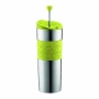 Bodum Insulated Stainless-Steel Travel French Press Coffee and Tea Mug, 0.45-Liter, 15-Ounce, Green