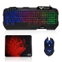 HAVIT® HV-KB558PCM Adjustable LED Backlit Brightness {UK Layout} Gaming Keyboard with 7 Flashing LED Light, 800/1200/1600/2400 DPI Mouse and Mouse Pad